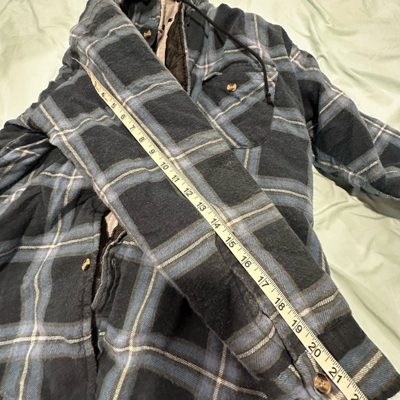 VTG Bugle Boy Dakota Plaid Quilted Lined Flannel Shirt Jacket. Zip Hoodie. Large - Picture 5 of 14